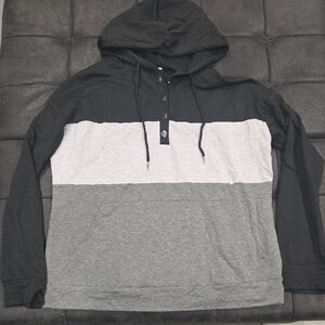 Black and Gray Color Block Hoodie Shirt XXL